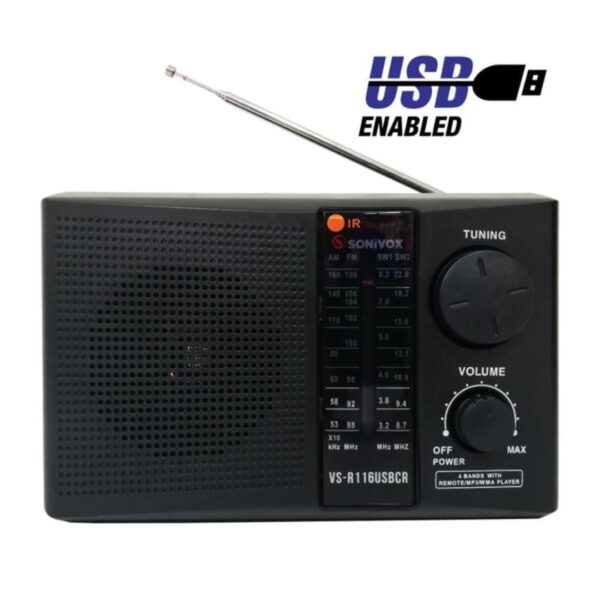 Radio Portátil Sonivox Usb Sd 4 Bandas -Am -Fm