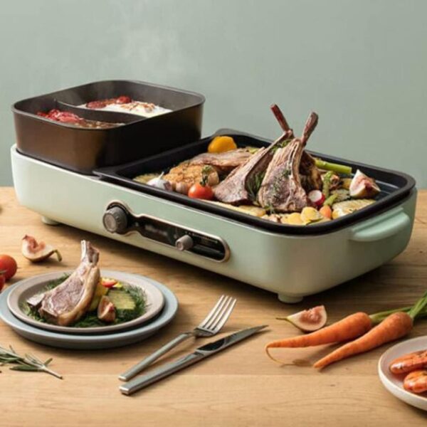 Parrilla barbacoa eléctrica y olla de cocina 2 en 1 antiadherente. - Imagen 4