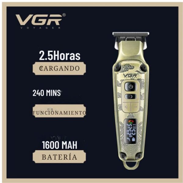 Cortadora De Pelo Profesional Inalambrica Pantalla Led Vgr - Imagen 4