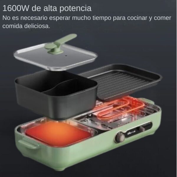 Parrilla barbacoa eléctrica y olla de cocina 2 en 1 antiadherente. - Imagen 6