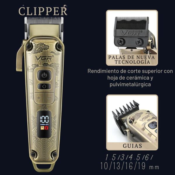 Cortadora De Pelo Profesional Inalambrica Pantalla Led Vgr - Imagen 6
