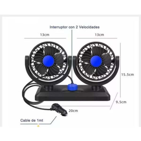 Ventilador Auto 360 Turbo Giratorio y Graduable Portátil 12V - Imagen 5