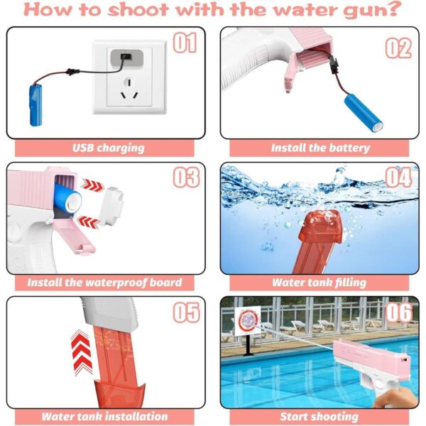 Pistola De Agua Eléctrica Automática Recargable Potente - Imagen 5