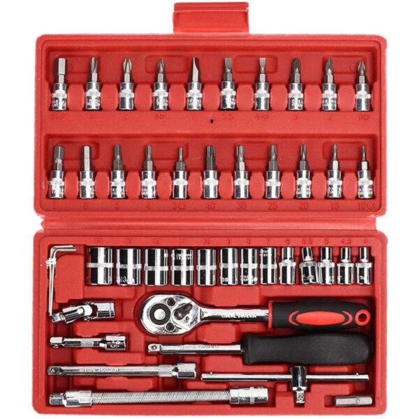 Kit De Herramientas 46 Piezas Llaves Tubo 1/4 + Rache y estuche - Imagen 5