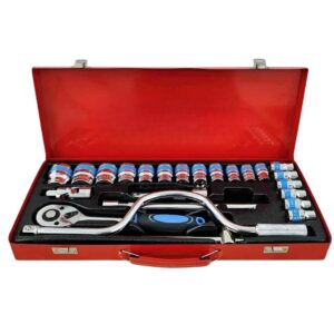 Juego de Copas x24 Piezas con Ratchet 1/2” + Estuche Metálico Profesional